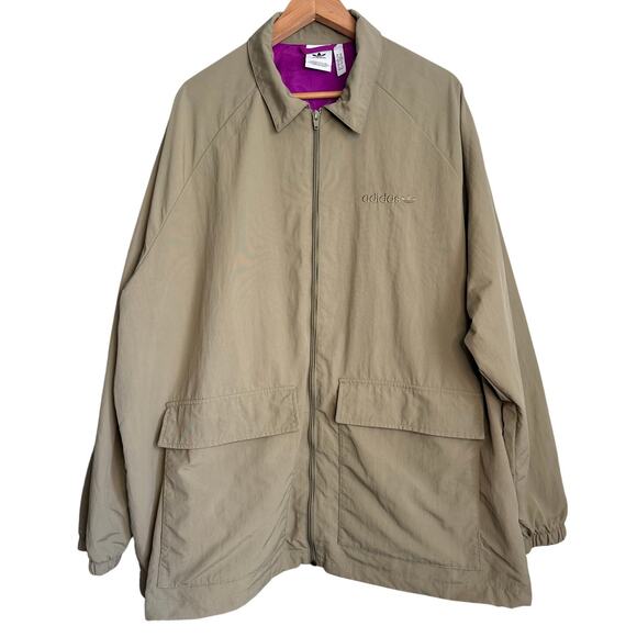 Adidas Area 33 Coach Jacket Men’s XL Tan Purple Lining Streetwear Rare - Picture 2 of 9